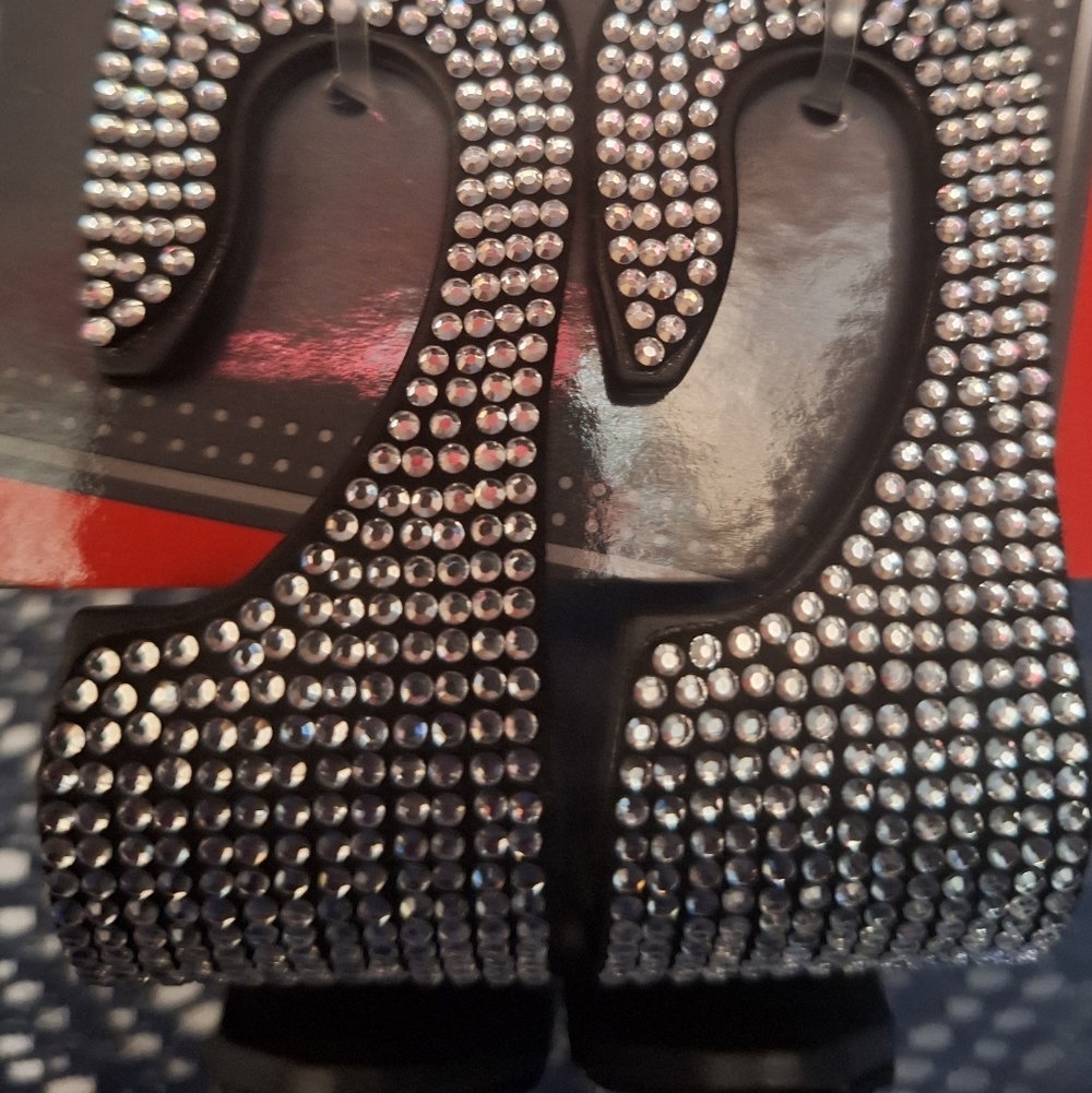 Bling Car Seat Hooks. Rinestone Emblished. Black/Silver. 2/2pack. 4 Hooks.